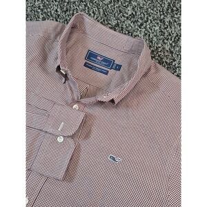 Vineyard Vines Long Sleeve Shirt Mens Large Maroon Plaid Classic Fit Whale Shirt